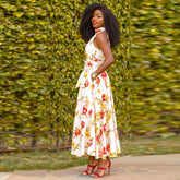 Half Turtleneck Floral Printed A line Dress for